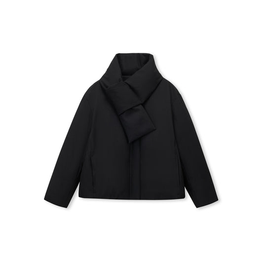 Scarf-Collar Goose Down Jacket