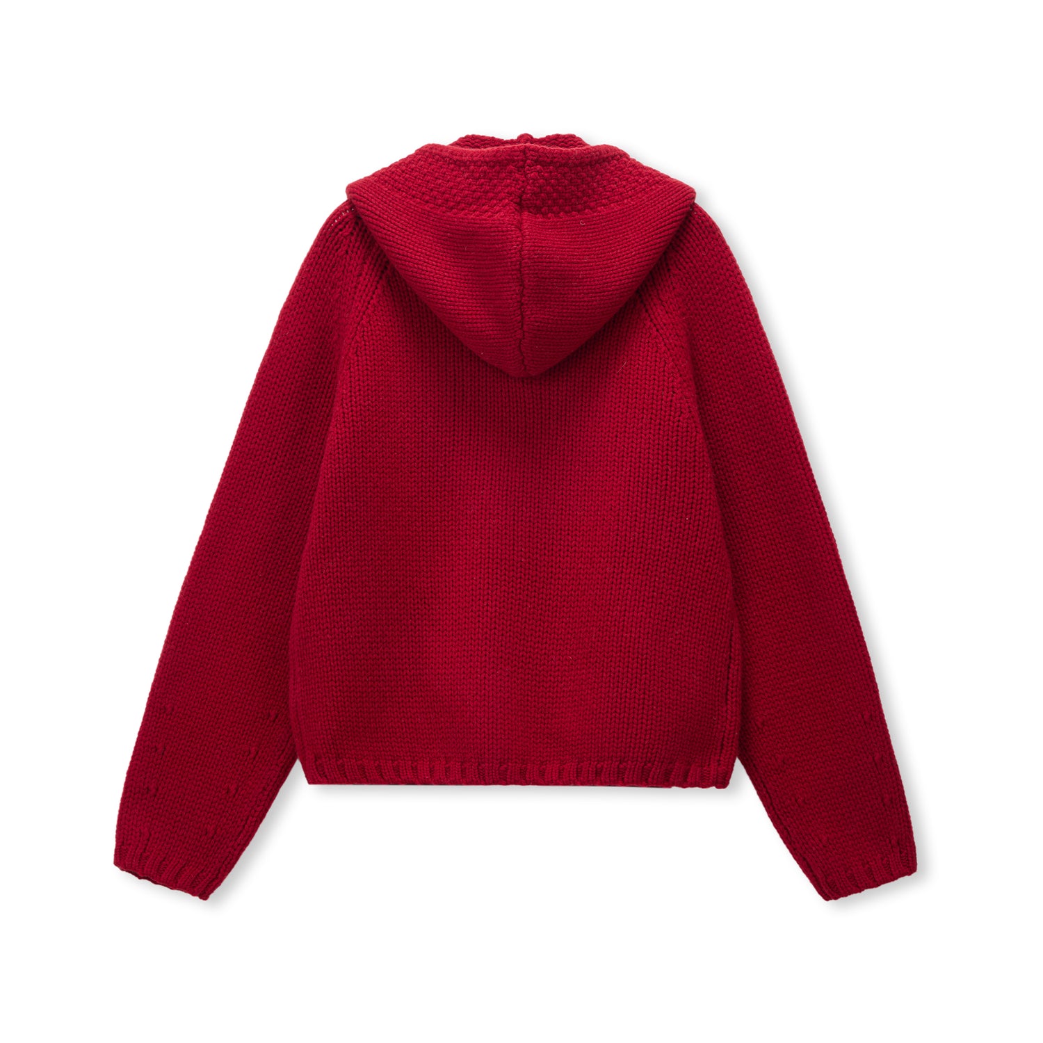 Scarf-Trim Wool Button Cardigan