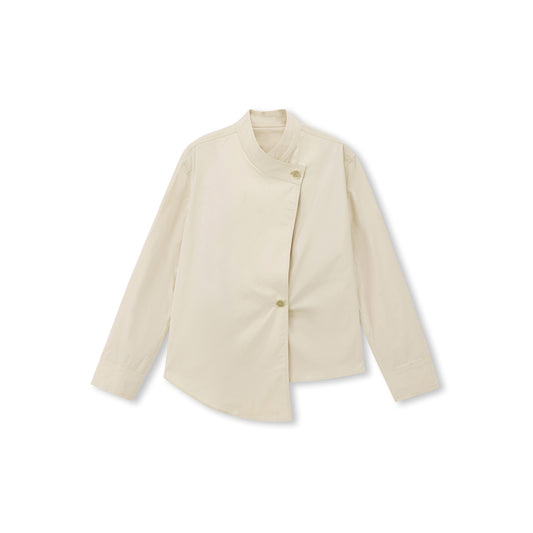 Asymmetric Stand-Collar Shirt