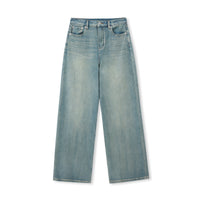 Washed High-Rise Cotton-Blend Wide-Leg Jeans