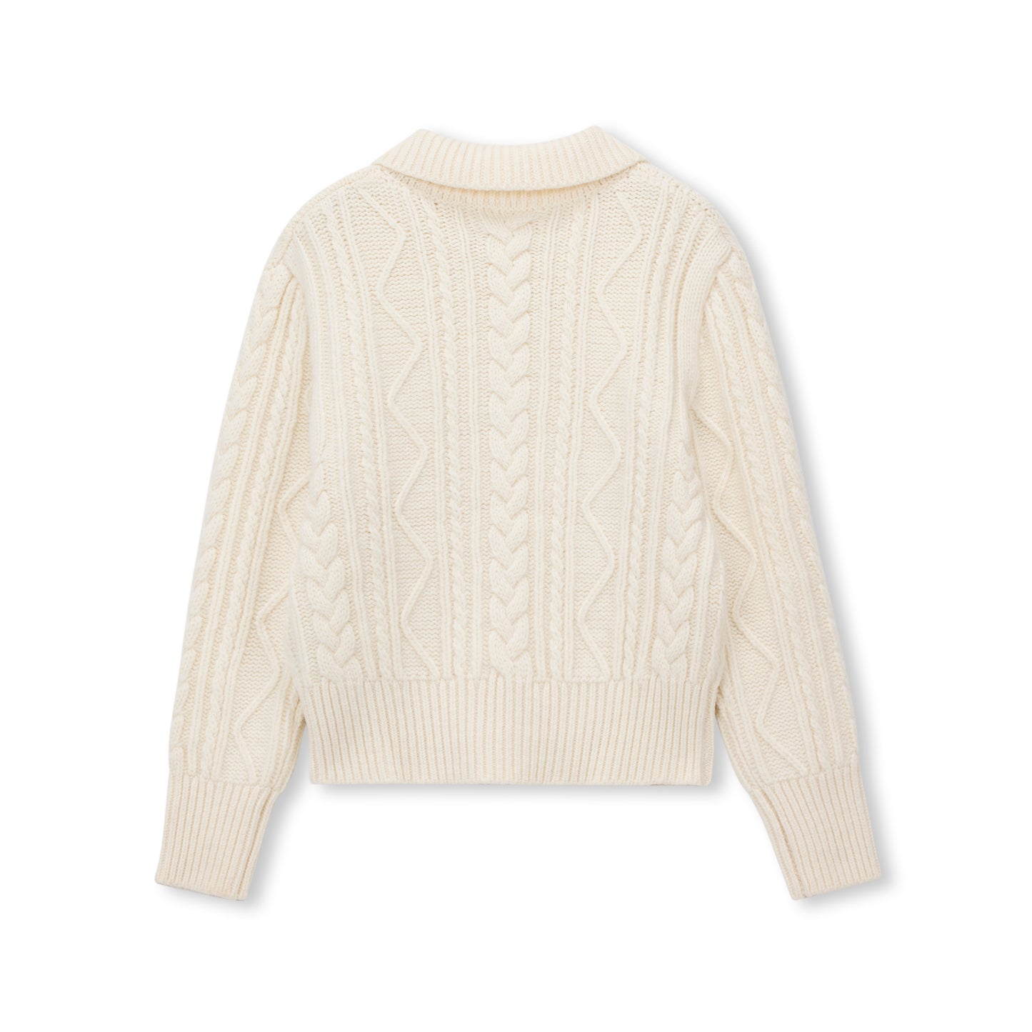 Side-Button Collared Cable-Knit Wool-Blend Sweater