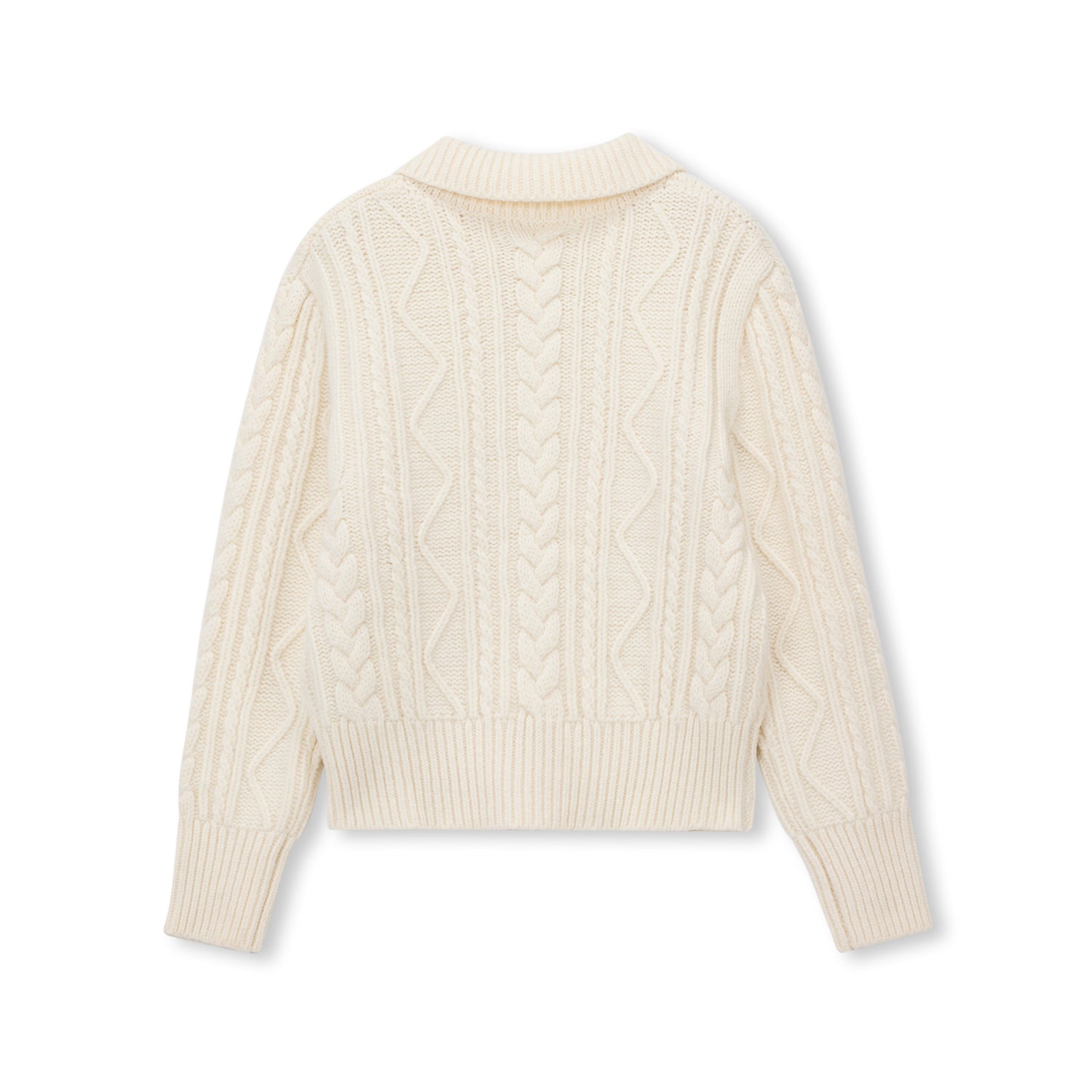 Side-Button Collared Cable-Knit Wool-Blend Sweater