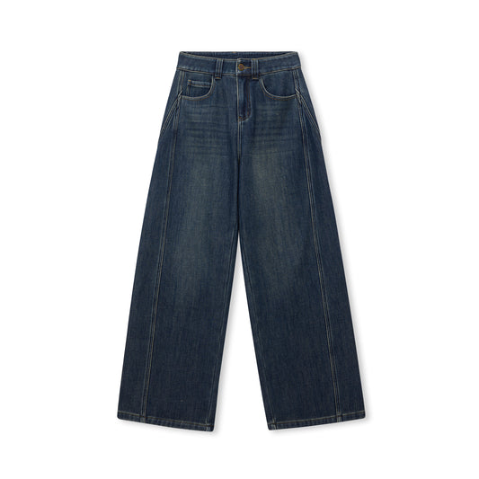 Panel-Seam Wide-Leg Cotton-Blend Jeans