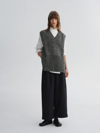 Minimal Merino V-Neck Side-Slit Knit Vest