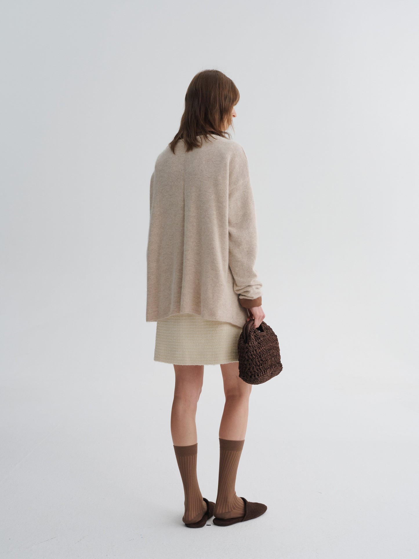 Angora Wool-Blend Relaxed V-Neck Sweater