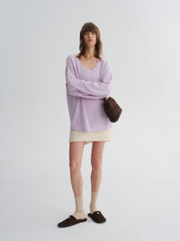 Angora Wool-Blend Relaxed V-Neck Sweater