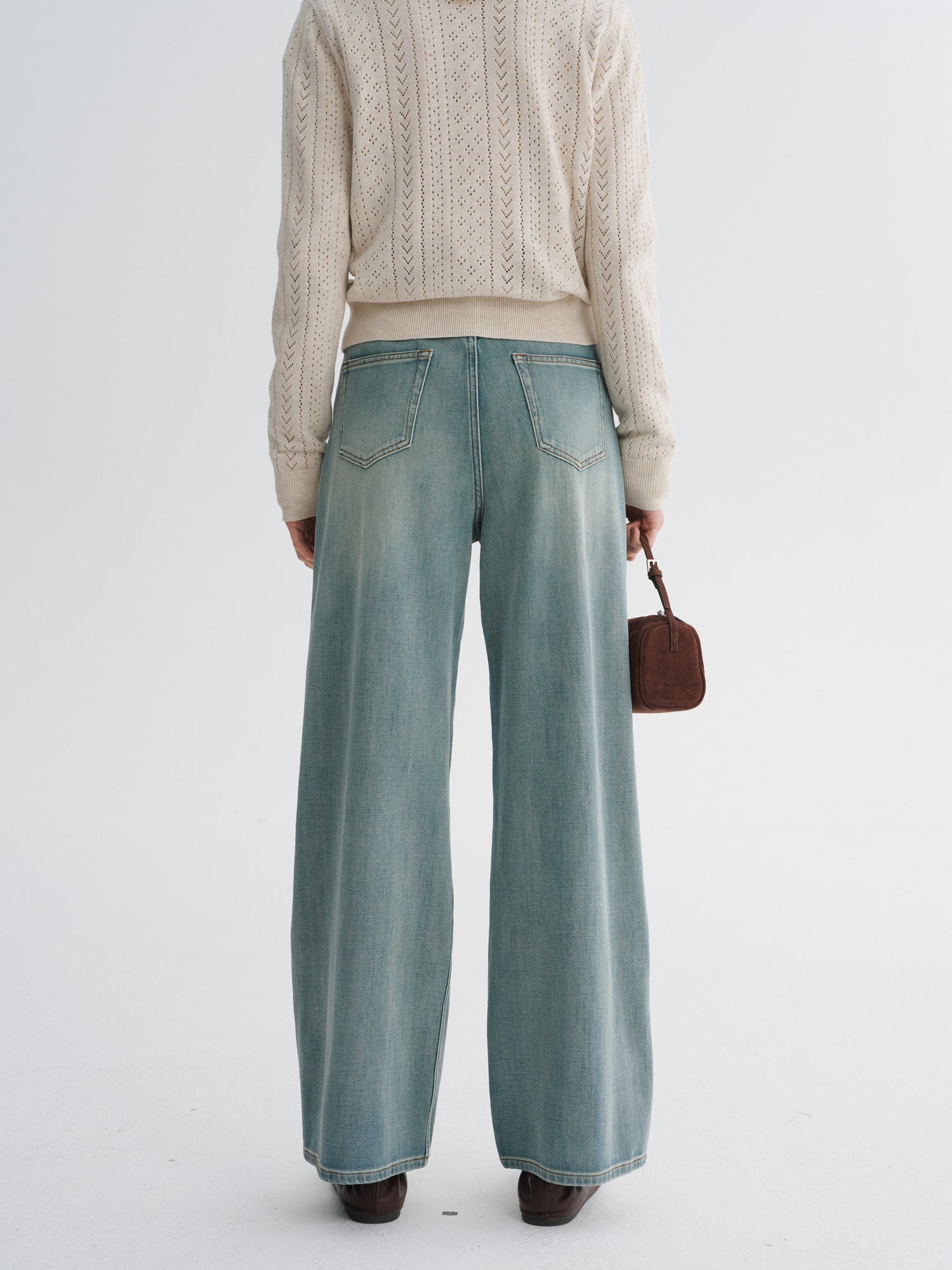 Light-Wash Wide-Leg Jeans