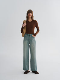 Light-Wash Wide-Leg Jeans