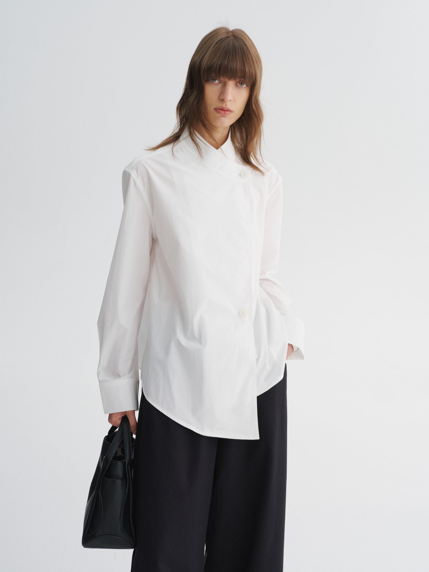 Asymmetric Wrap-Collar Shirt