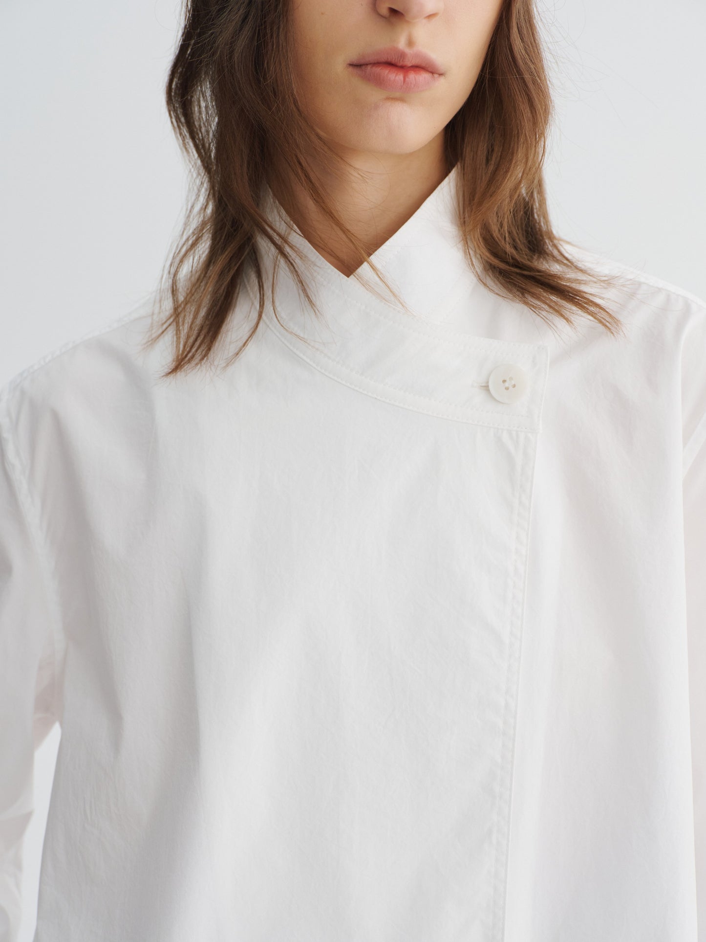 Asymmetric Wrap-Collar Shirt