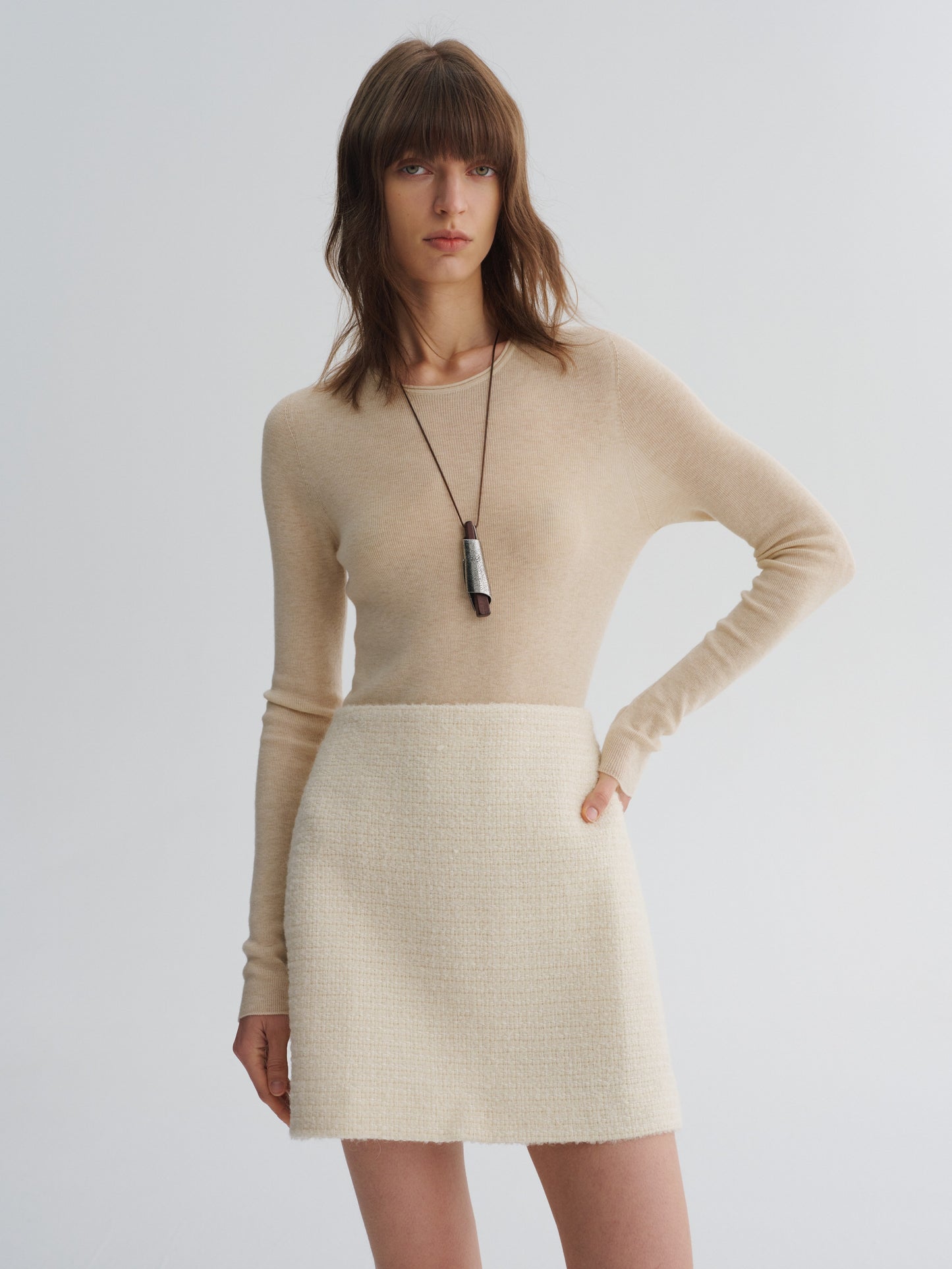 Bouclé Tweed Mini Skirt