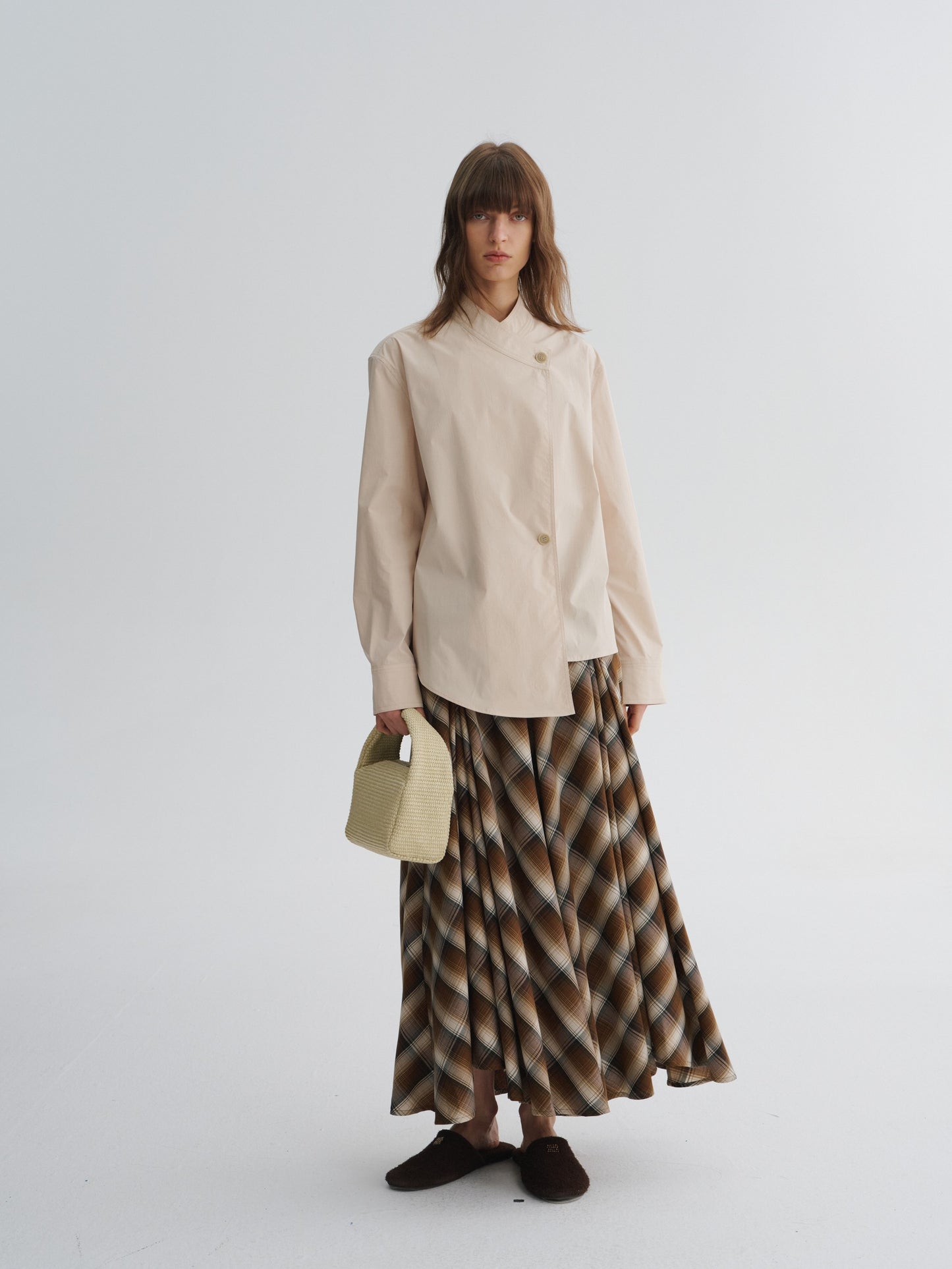 Asymmetric Wrap-Collar Shirt