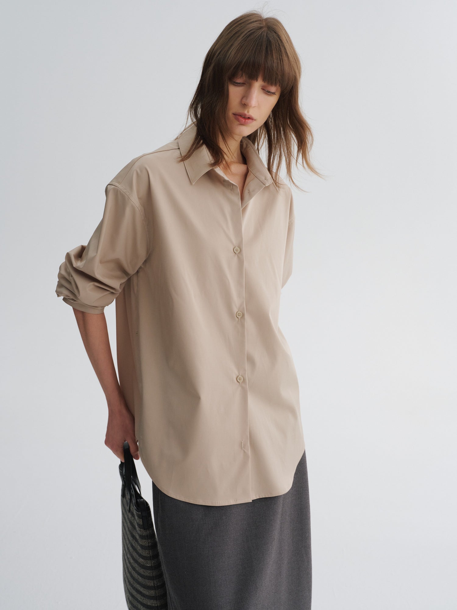Plant-Fiber Blend Relaxed Long-Sleeve Shirt