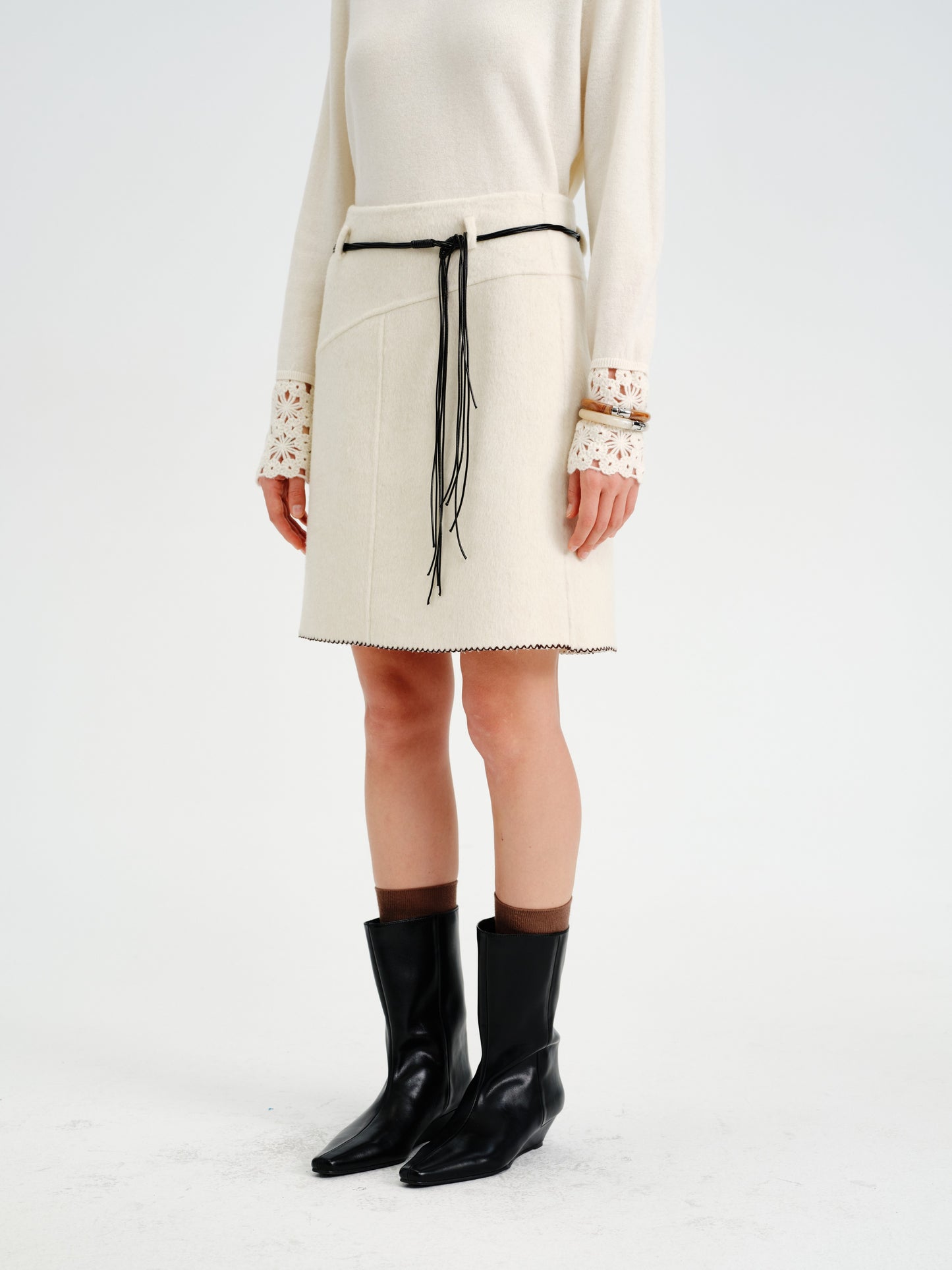 Trace Wool-Alpaca A-Line Skirt