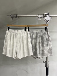 Soft-Texture Relaxed Linen-Blend Pleated Shorts