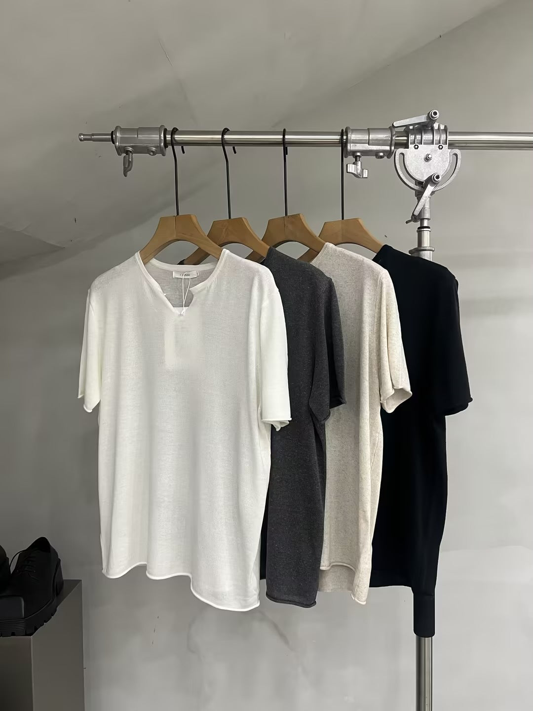 Soft-Touch Relaxed Knit V-Neck T-Shirt