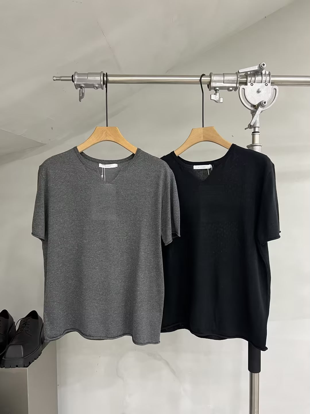Soft-Touch Relaxed Knit V-Neck T-Shirt