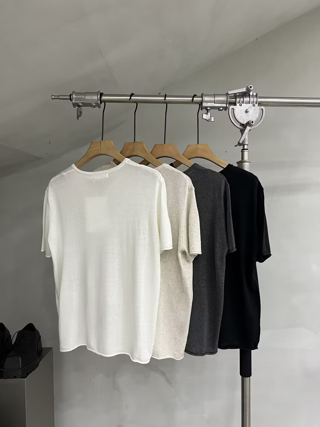 Soft-Touch Relaxed Knit V-Neck T-Shirt