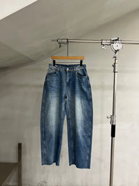 Washed-Effect Relaxed Wide-Leg Denim Trousers