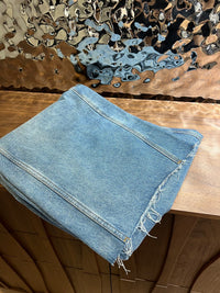 Washed-Effect Relaxed Wide-Leg Denim Trousers