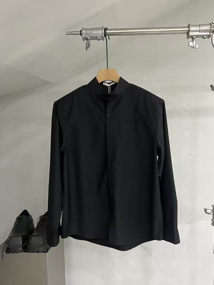 Clean Mandarin-Collar Relaxed Shirt