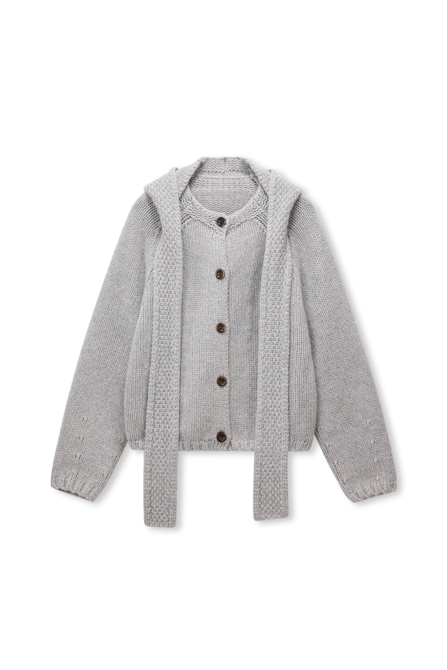 Noël Hooded Wool Scarf Cardigan