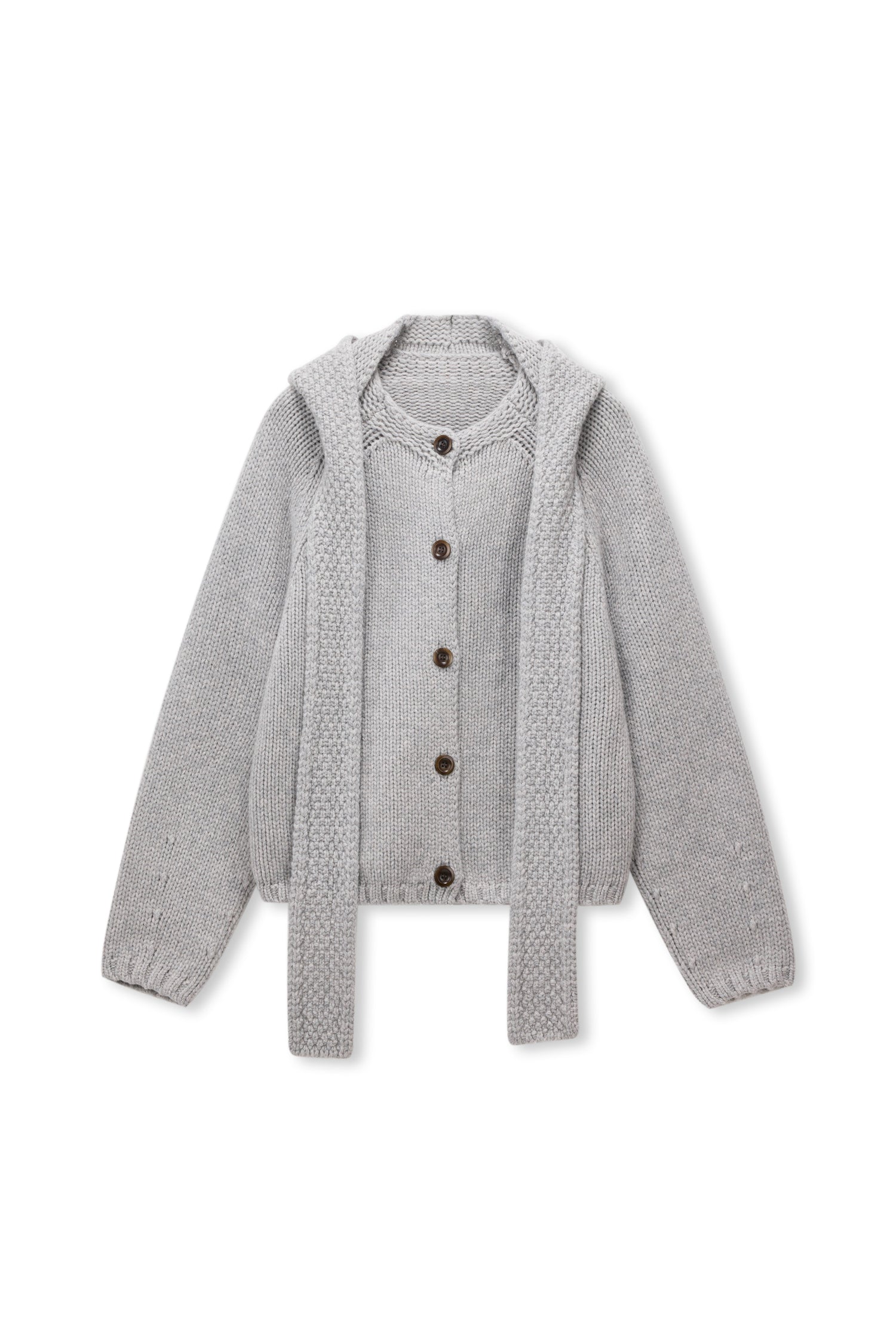 Noël Hooded Wool Scarf Cardigan