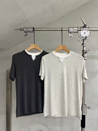 Layered-Neck Short-Sleeve Tee