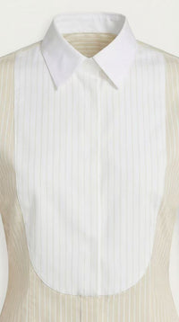Contrast Bib Pinstripe Tailored Shirt