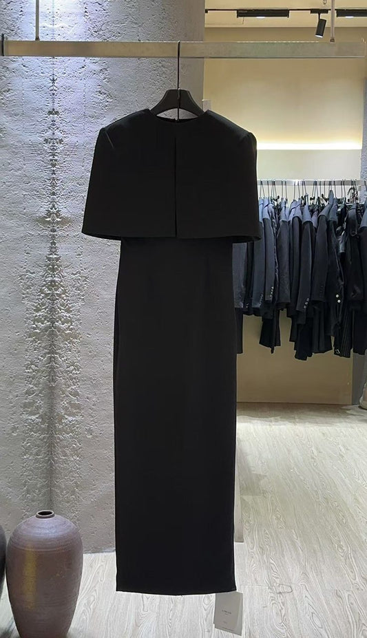 Cape-Overlay Column Dress