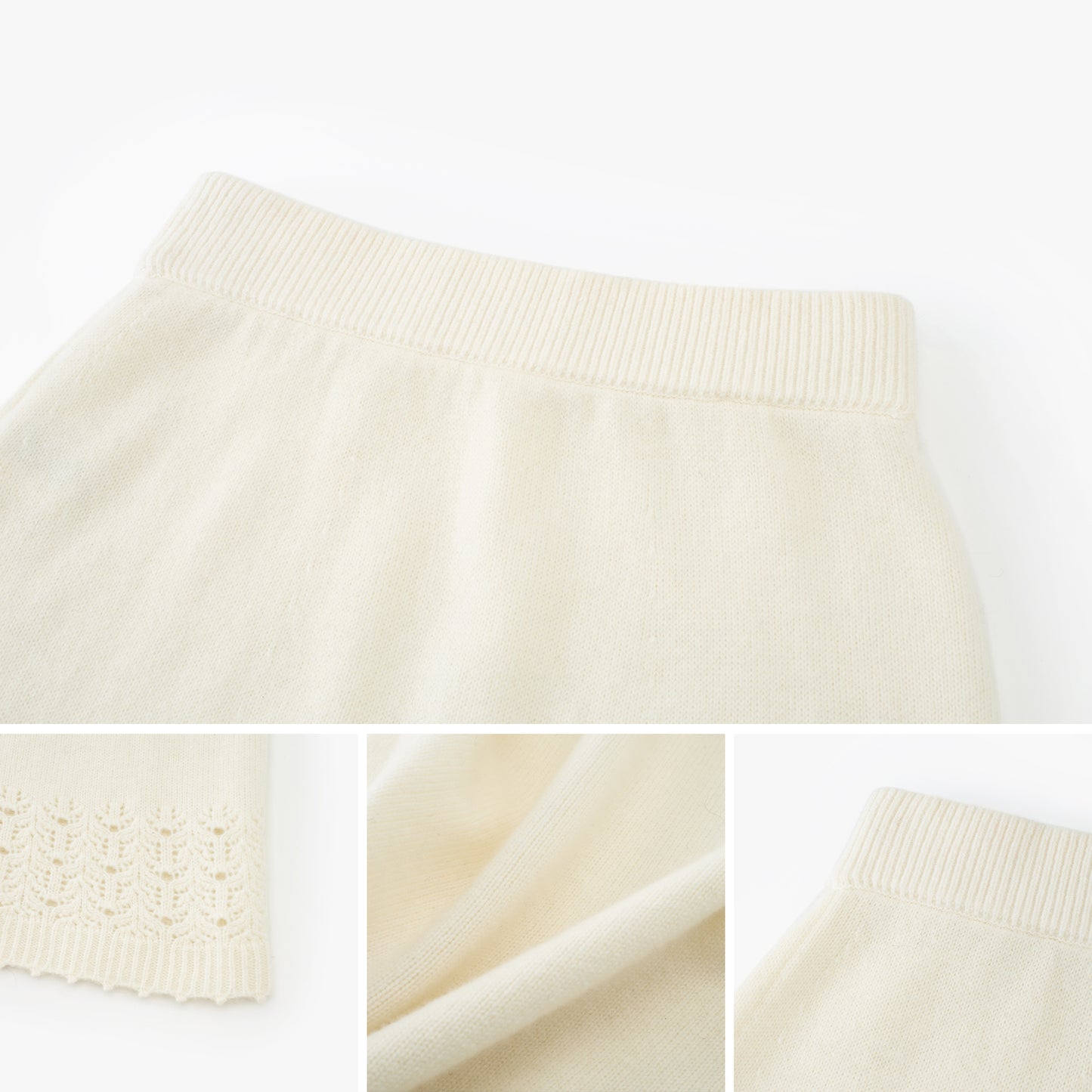 Scallop-Hem Wool A-Line Skirt
