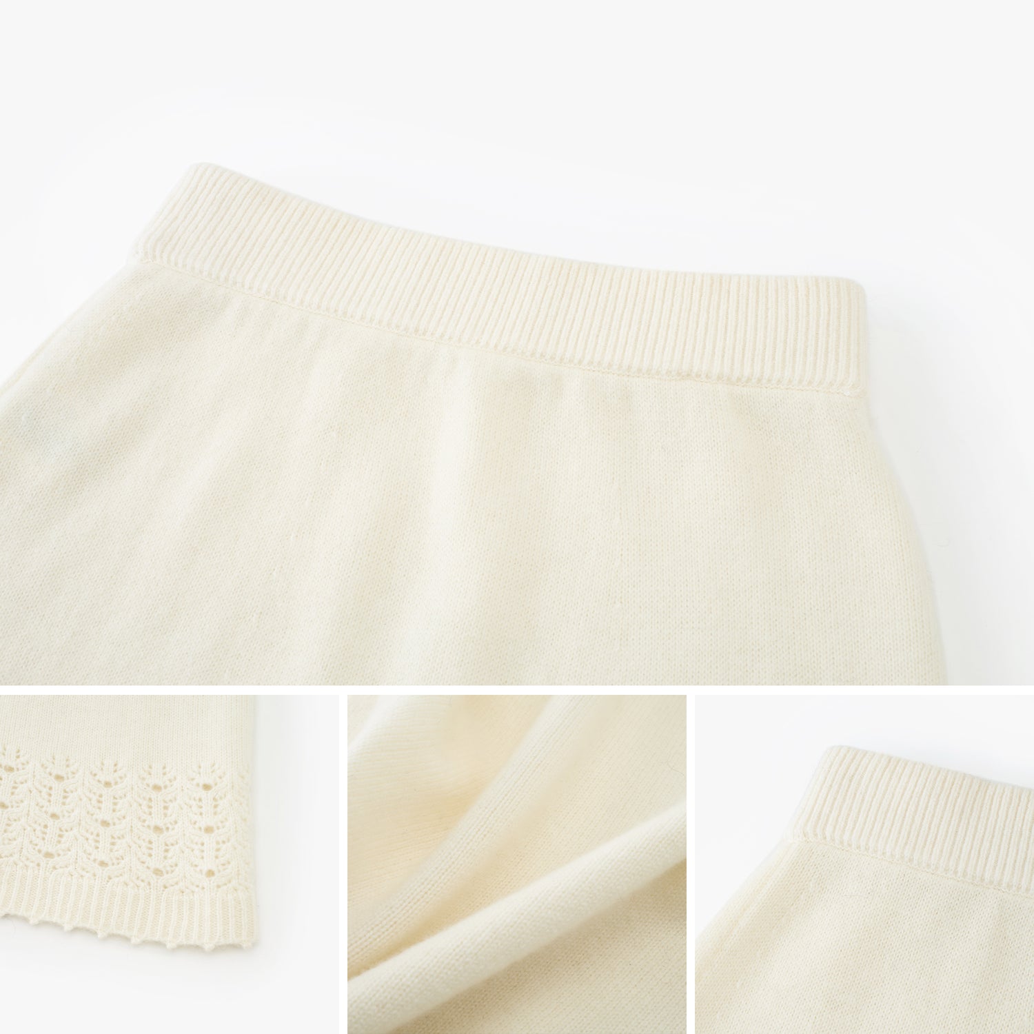 Scallop-Hem Wool A-Line Skirt