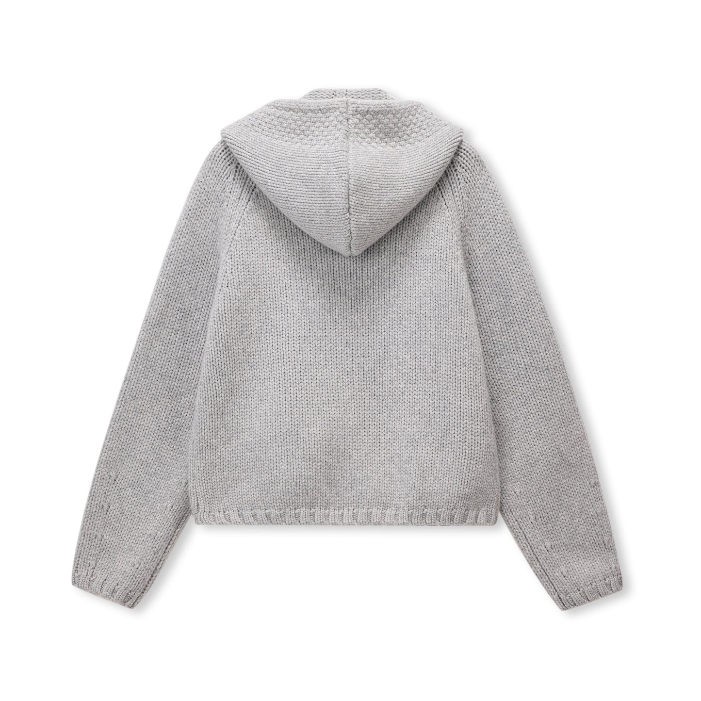 Scarf-Trim Wool Button Cardigan