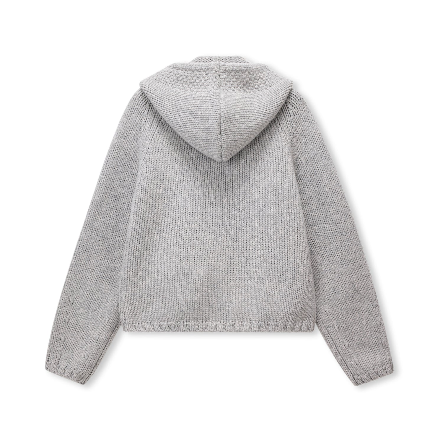 Scarf-Trim Wool Button Cardigan