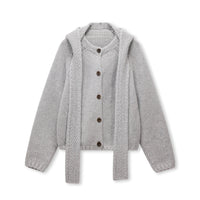 Noël Hooded Wool Scarf Cardigan
