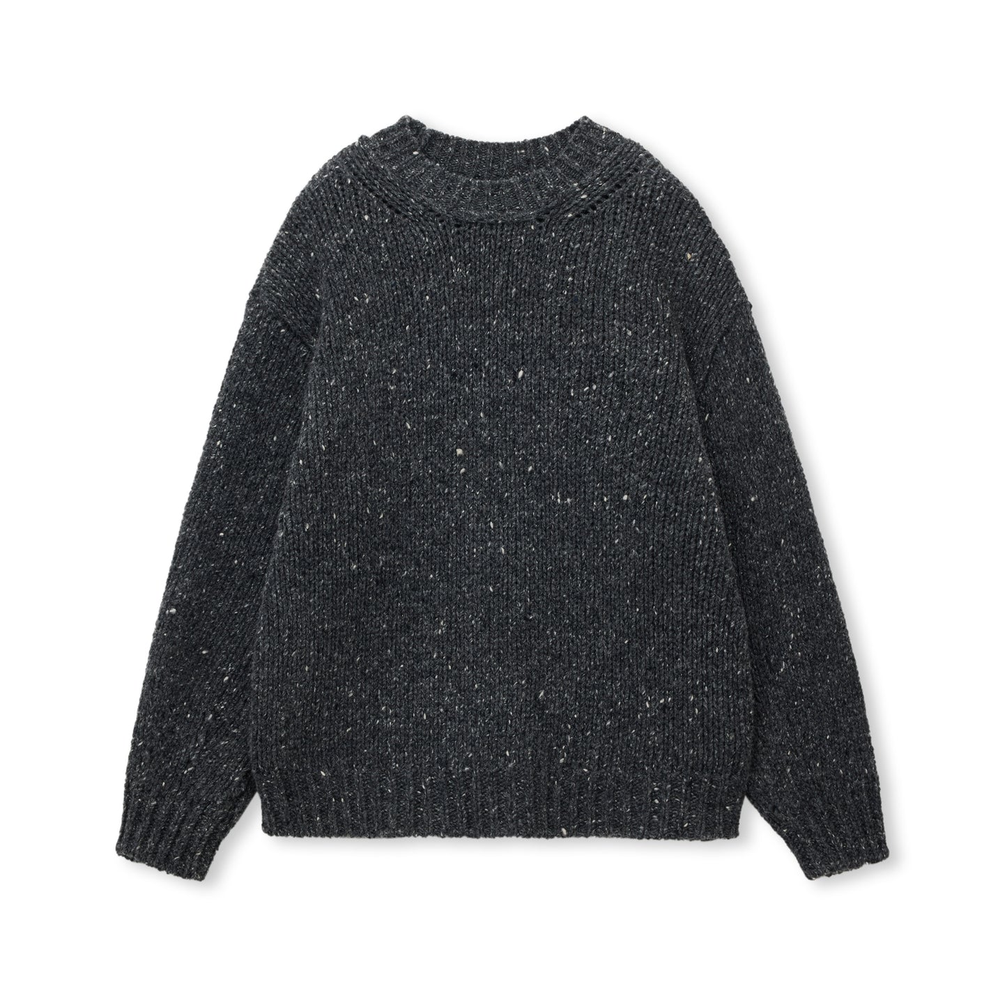 Marl-Knit Wool Crewneck Sweater