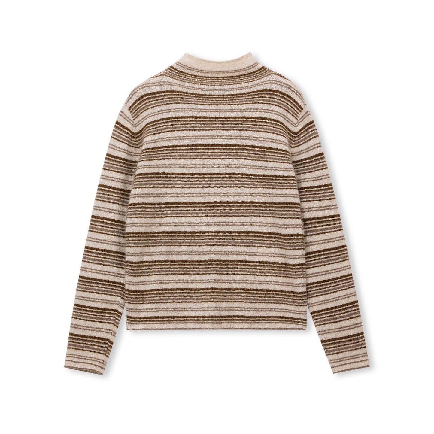 Striped Button-Front Wool-Blend Stand-Collar Cardigan