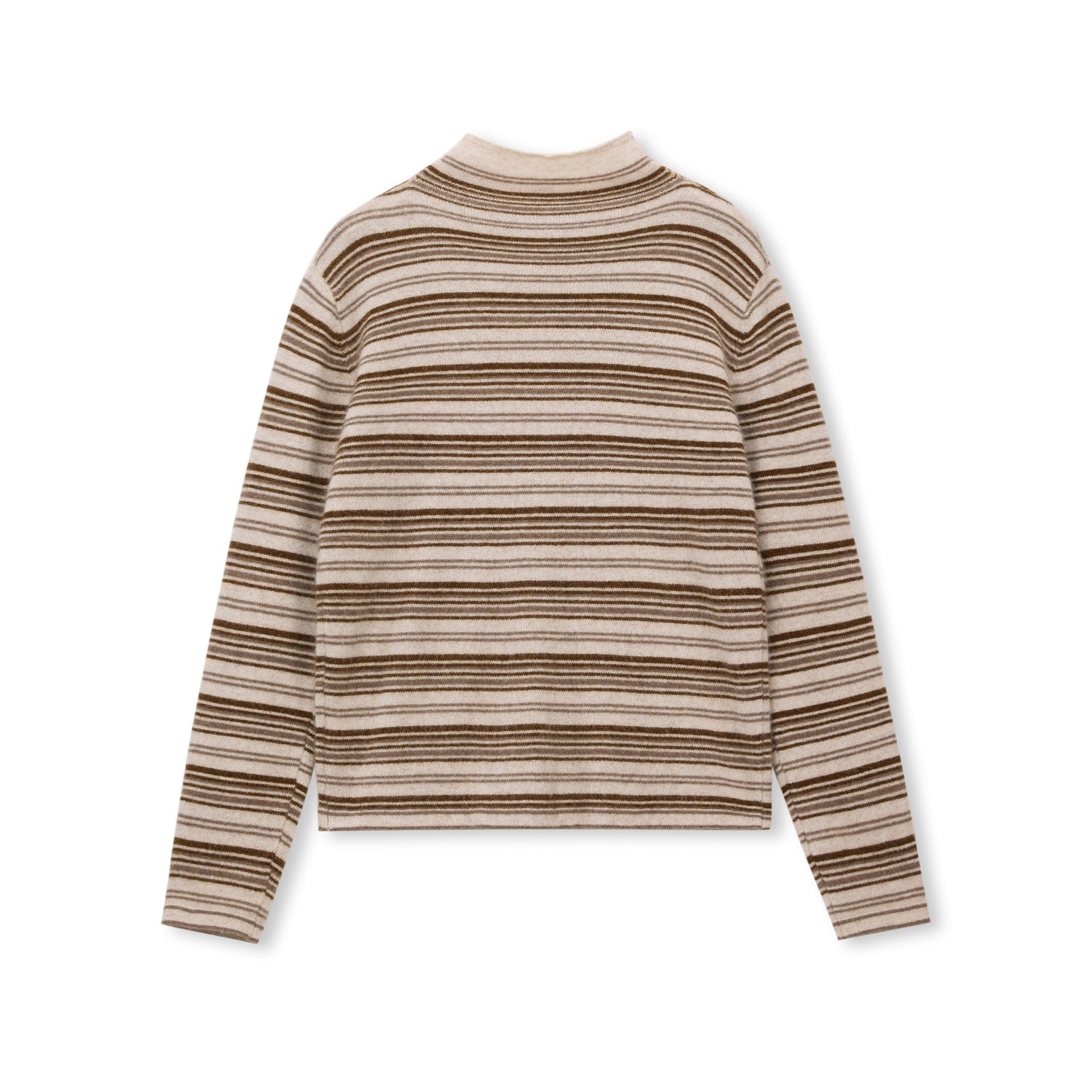 Striped Button-Front Wool-Blend Stand-Collar Cardigan
