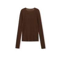 Fine-Gauge Cashmere-Silk Blend Scoopneck Knit Top