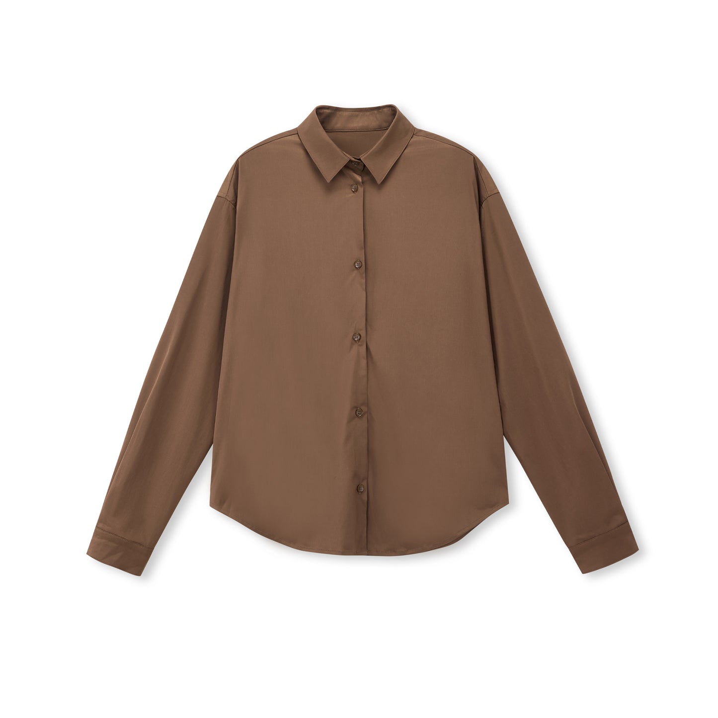 Fluid Oversized Mugwort-Blend Point-Collar Shirt
