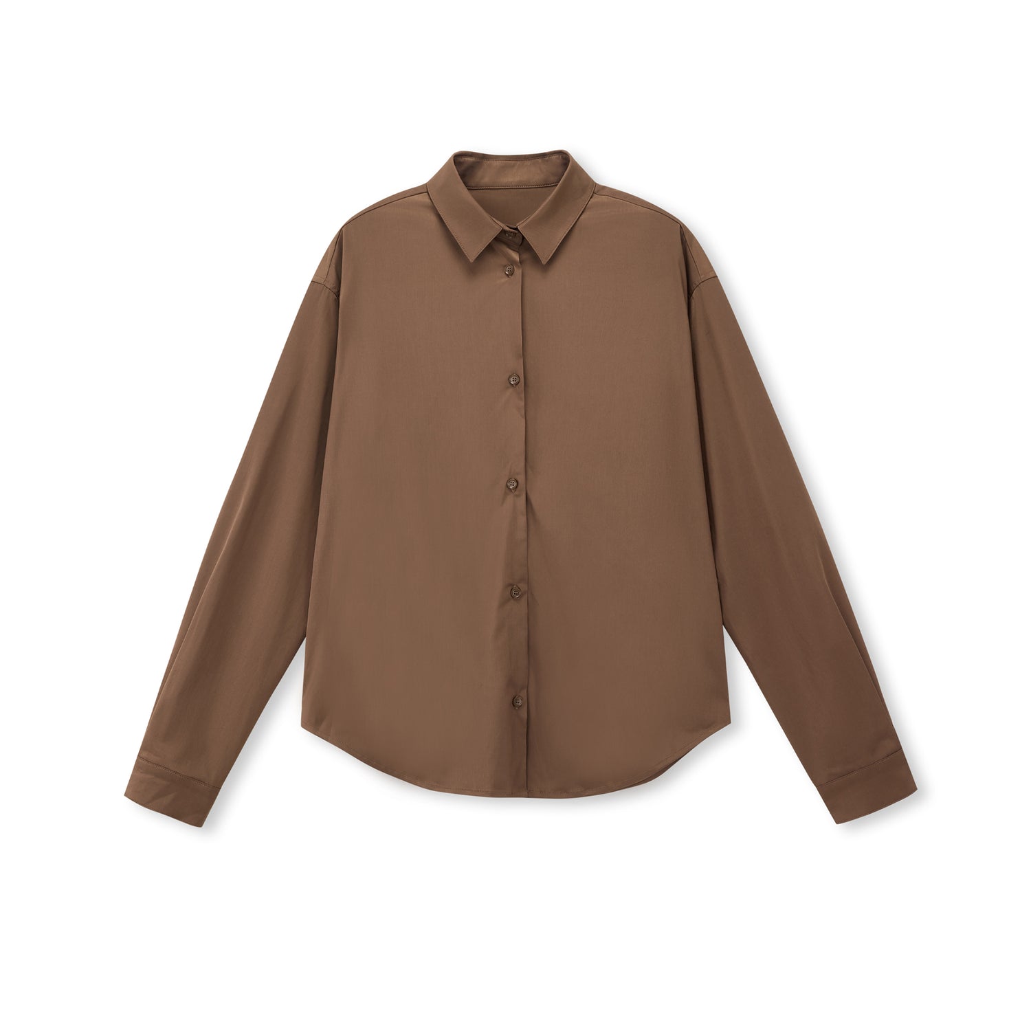 Fluid Oversized Mugwort-Blend Point-Collar Shirt