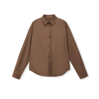 Fluid Oversized Mugwort-Blend Point-Collar Shirt