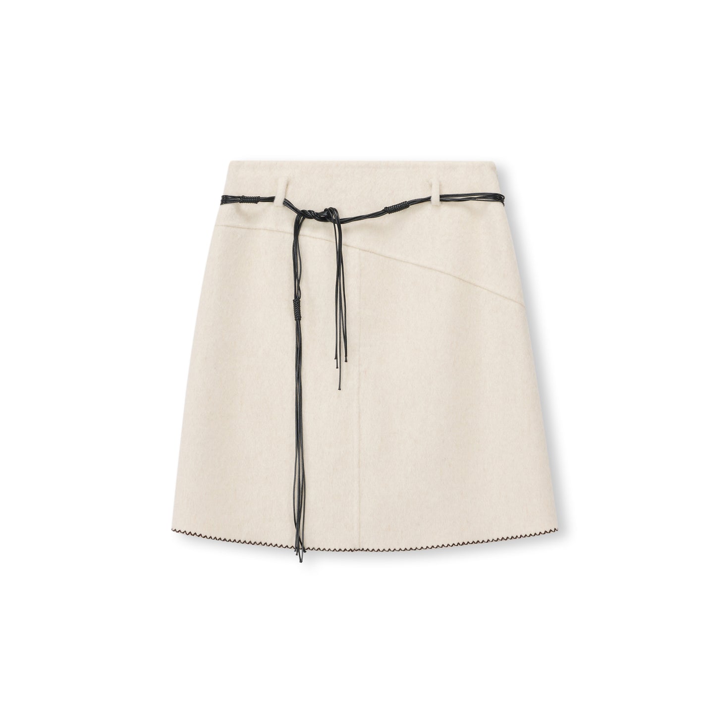 Tie-Belt Wool-Blend Wrap Skirt