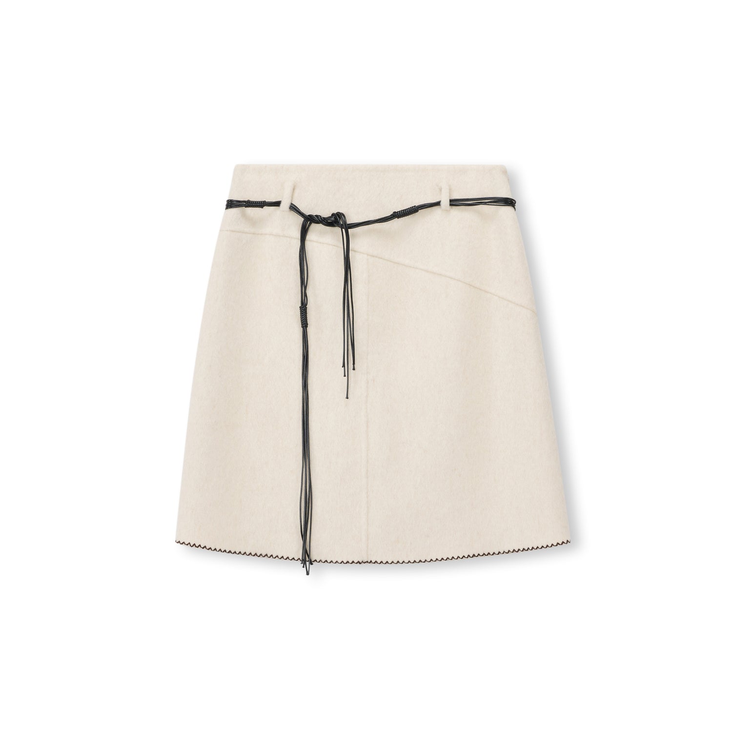 Tie-Belt Wool-Blend Wrap Skirt