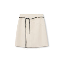 Tie-Belt Wool-Blend Wrap Skirt