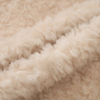 Leather-Collar Teddy-Texture Wool Jacket