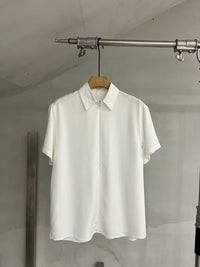 Minimal Zip-Front Short-Sleeve Shirt