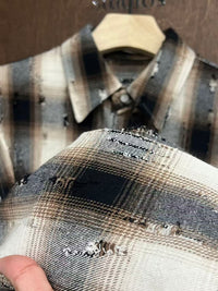 Distressed Plaid Cotton Shirt