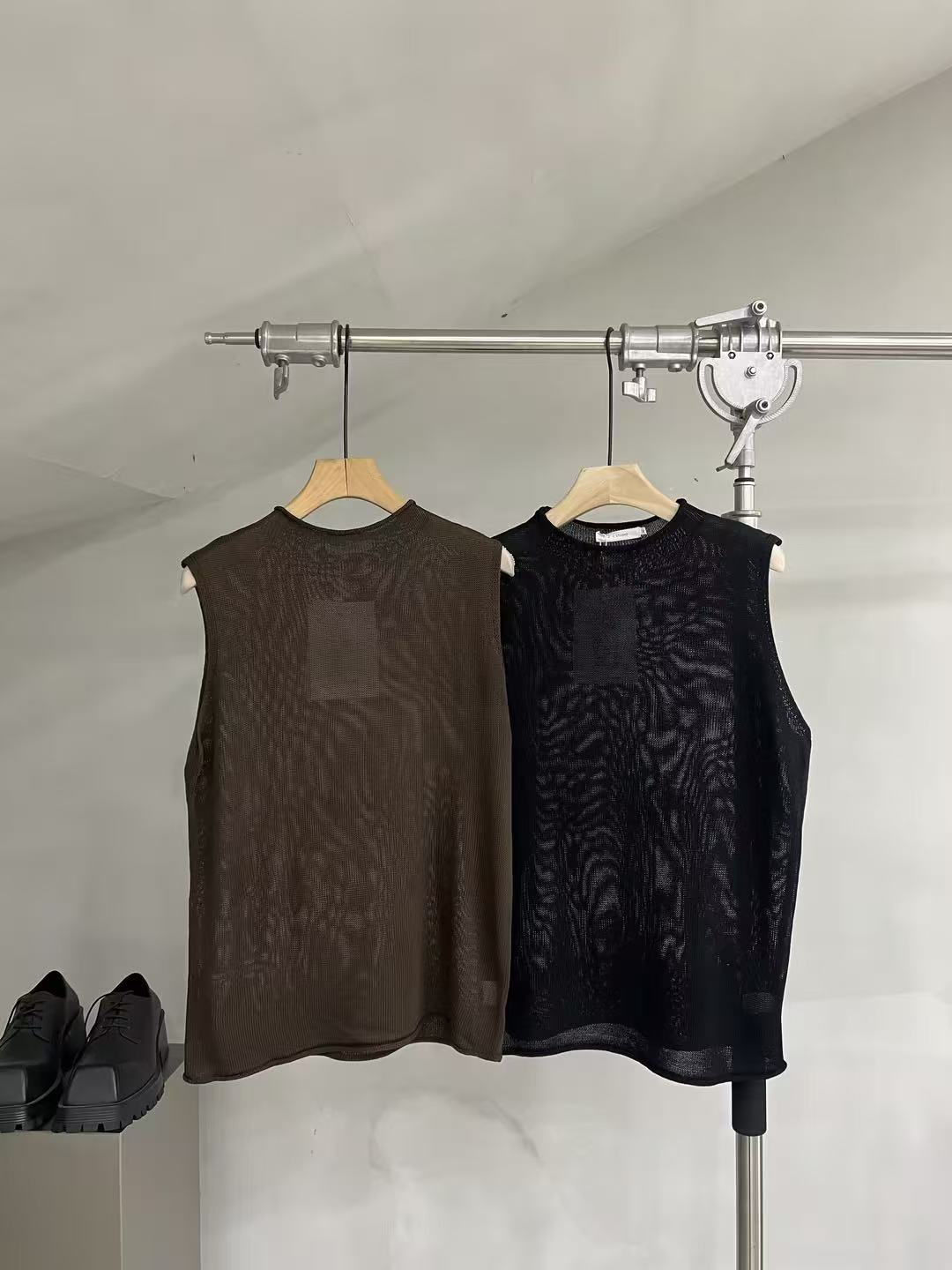 Sheer Fine-Knit Sleeveless Top