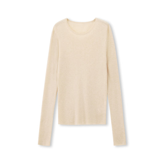Fine-Gauge Cashmere-Silk Blend Scoopneck Knit Top